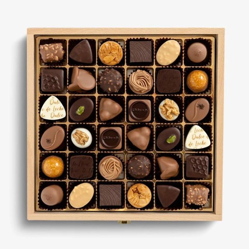 36 pcs praline assorted chocolate in a wooden box